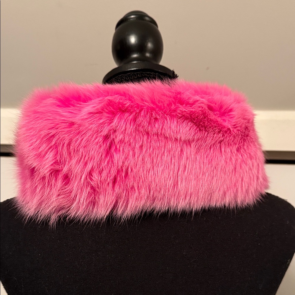 Bright pink mink headband